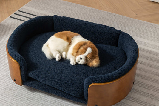 Scandinavian style Elevated Dog Bed, Cashmere Cushion
