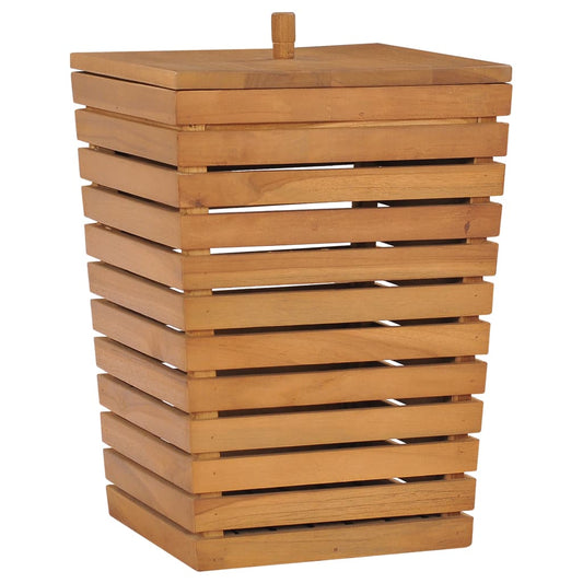 vidaXL Laundry Basket 11.8"x11.8"x17.7" Solid Teak Wood-0