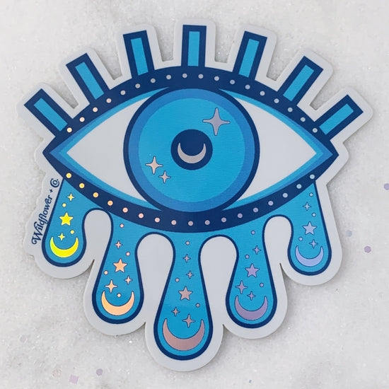 Cosmic Evil Eye Holographic Sticker - Isis & Osiris