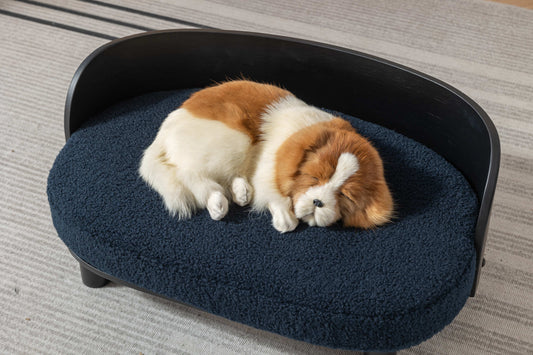 Scandinavian style Elevated Dog Bed, Velvet Cushion
